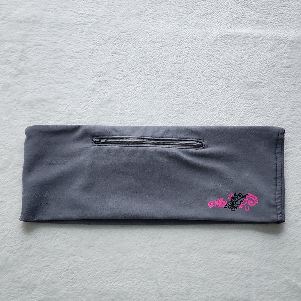 PurAthletics Running Waist Belt Grey Stretch Zip Pockets Travel Workout Secure